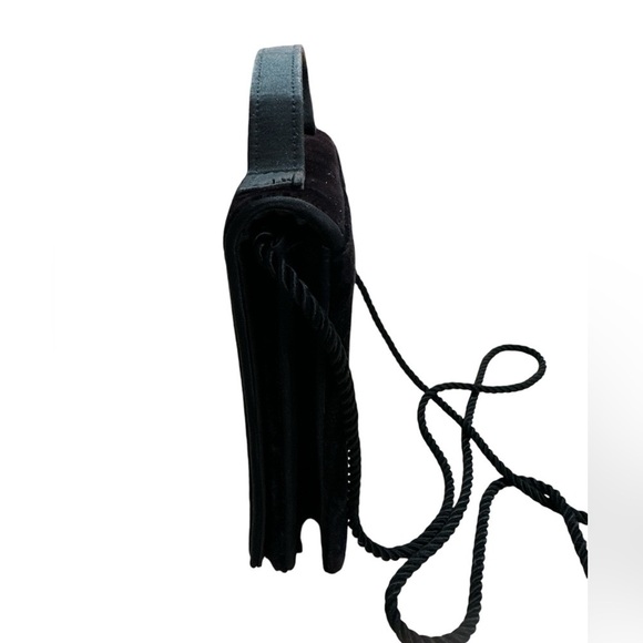 Black Velvet Gilded Clock Graphic Crossbody, Shoulder, Hand Square Dressy Purse - Picture 4 of 7